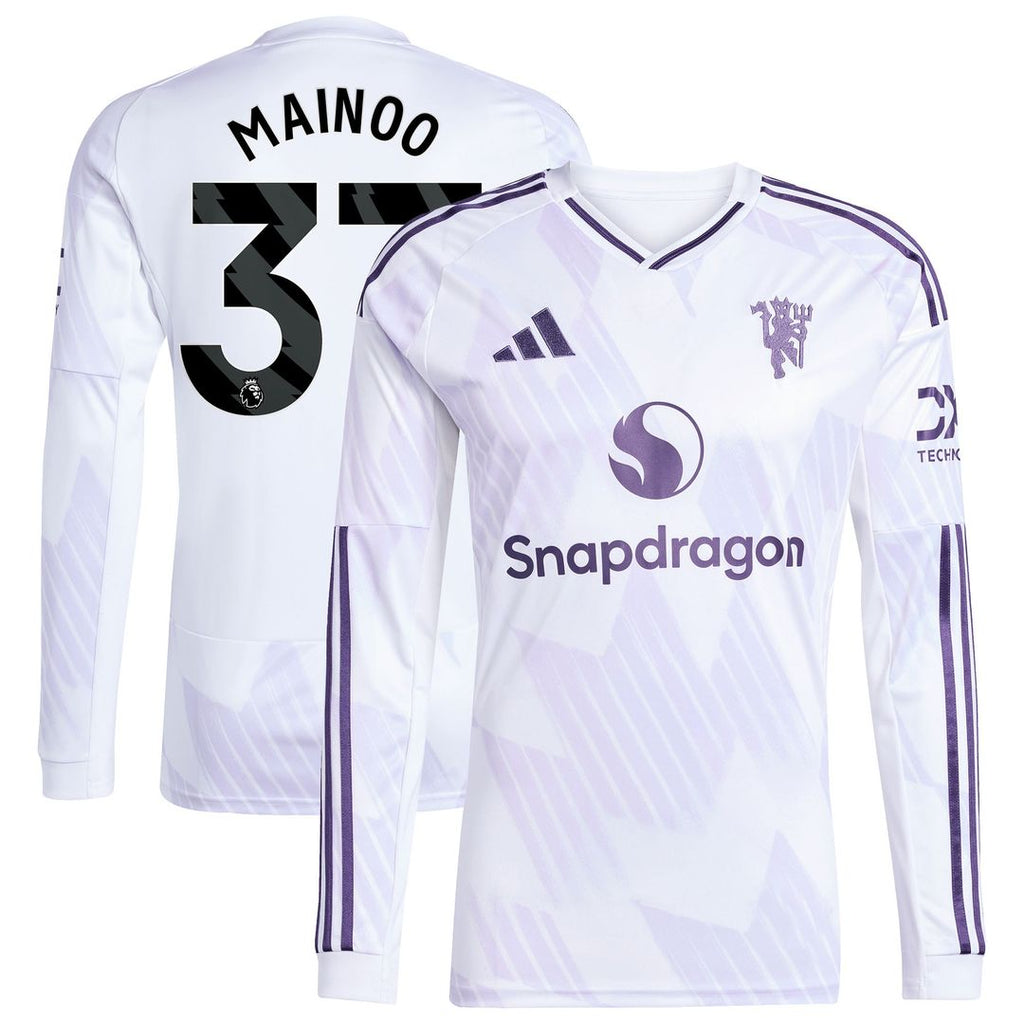 Kobbie Mainoo Manchester United adidas 2025/26 Away Replica Long Sleeve Player Jersey - White