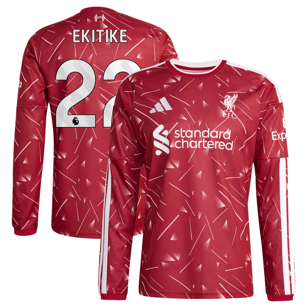 Hugo Ekitike Liverpool adidas 2026/27 Home Replica Long Sleeve Jersey - Red