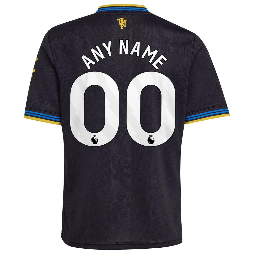 Manchester United adidas Youth 2025/26 Third Replica Custom Jersey - Black