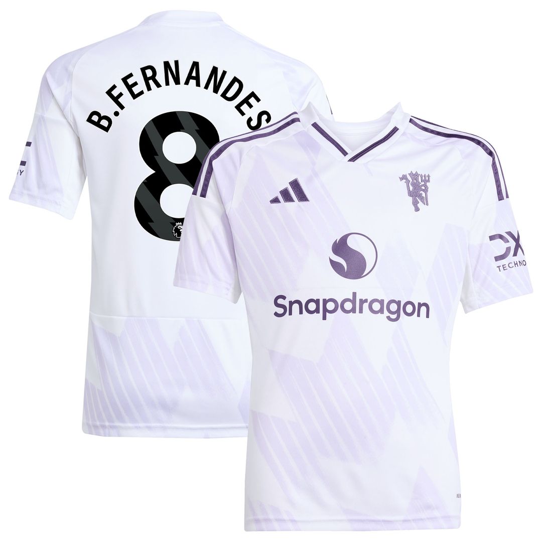 Bruno Fernandes Manchester United adidas Youth 2025/26 Away Replica Player Jersey - White