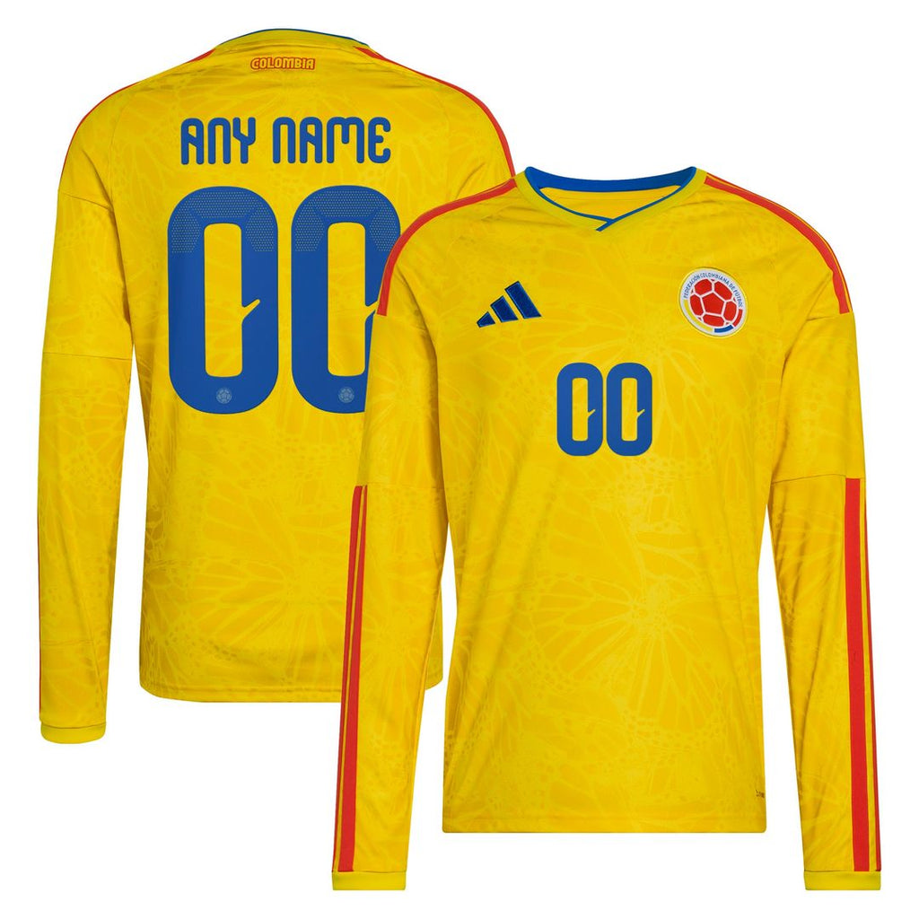 Colombia National Team adidas 2026 Home Replica Long Sleeve Custom Jersey - Yellow