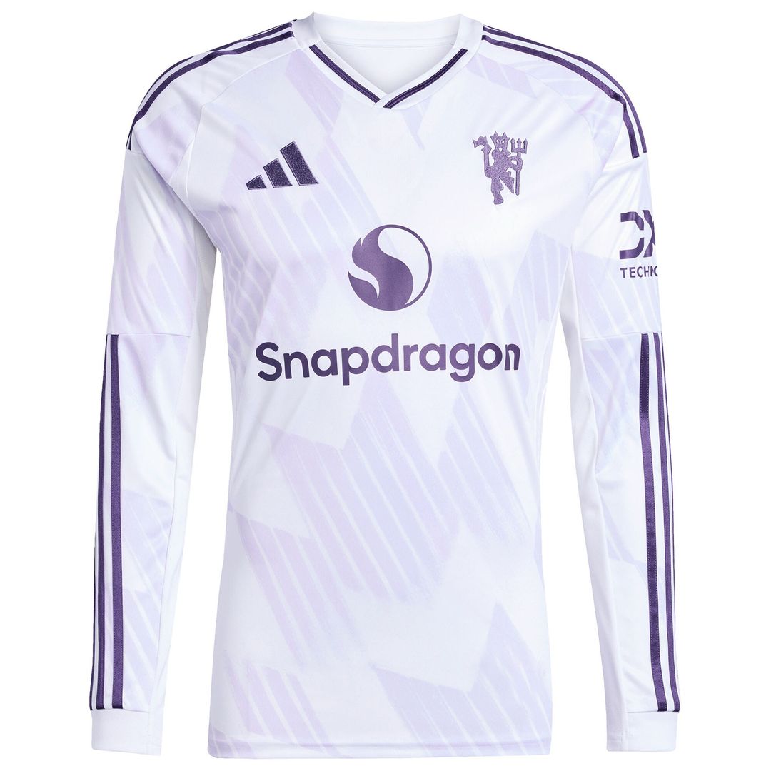 Manchester United adidas 2025/26 Away Replica Long Sleeve Jersey - White