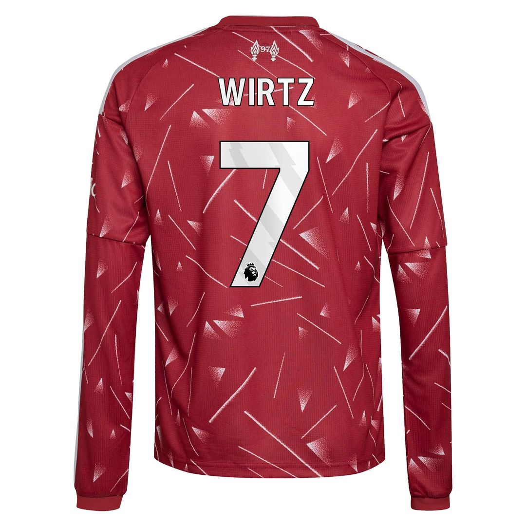 Florian Wirtz Liverpool adidas Youth 2026/27 Home Replica Long Sleeve Jersey - Red