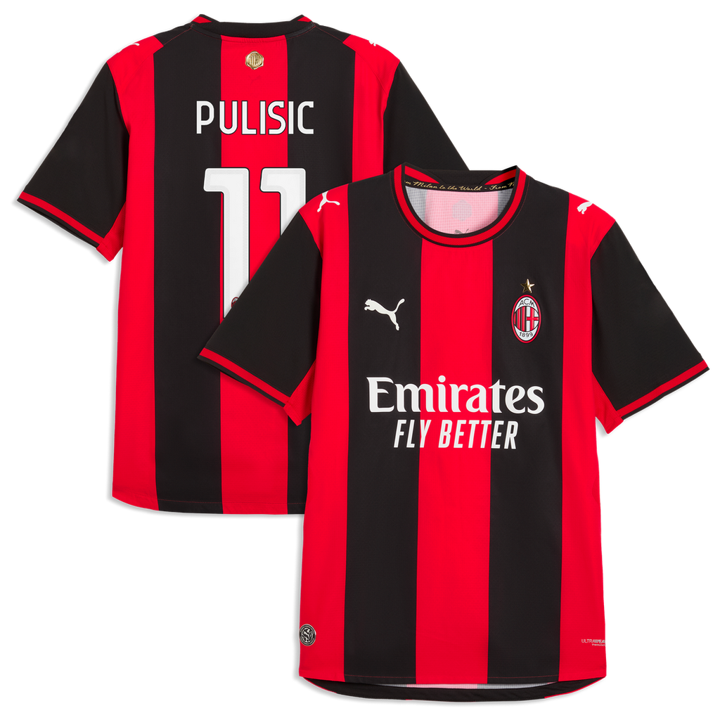 Christian Pulisic AC Milan Puma 2026/27 Home On-Field Authentic Jersey - Black/Red