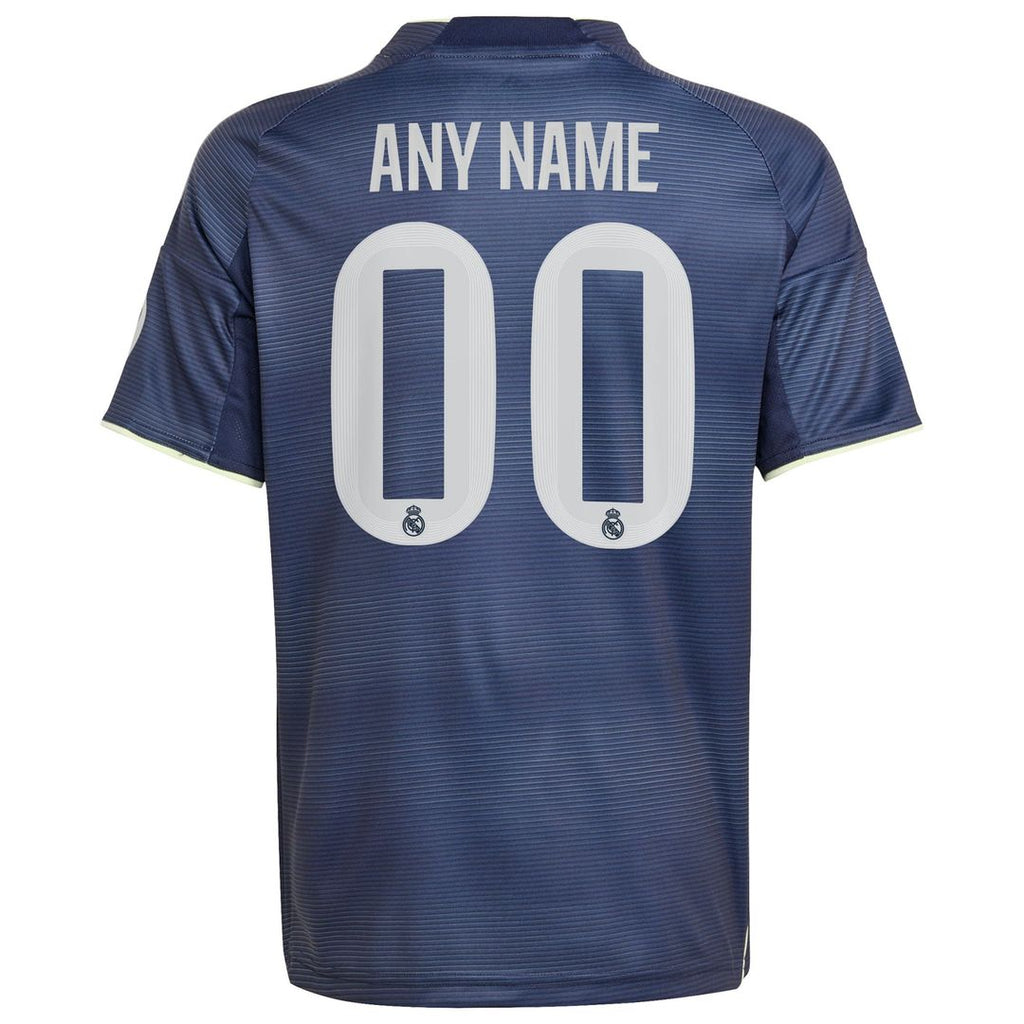 Real Madrid adidas Youth 2025/26 Away Replica Custom Jersey - Blue