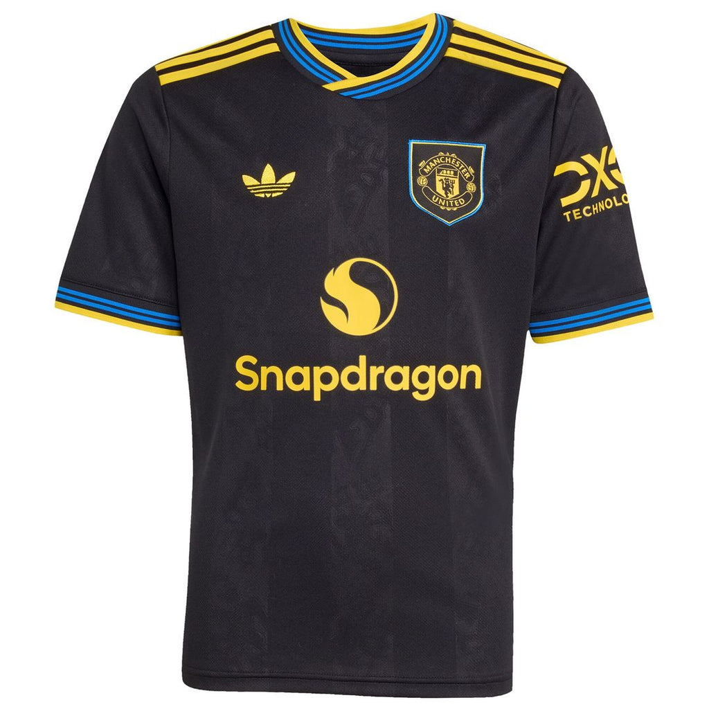 Manchester United adidas Youth 2025/26 Third Replica Custom Jersey - Black