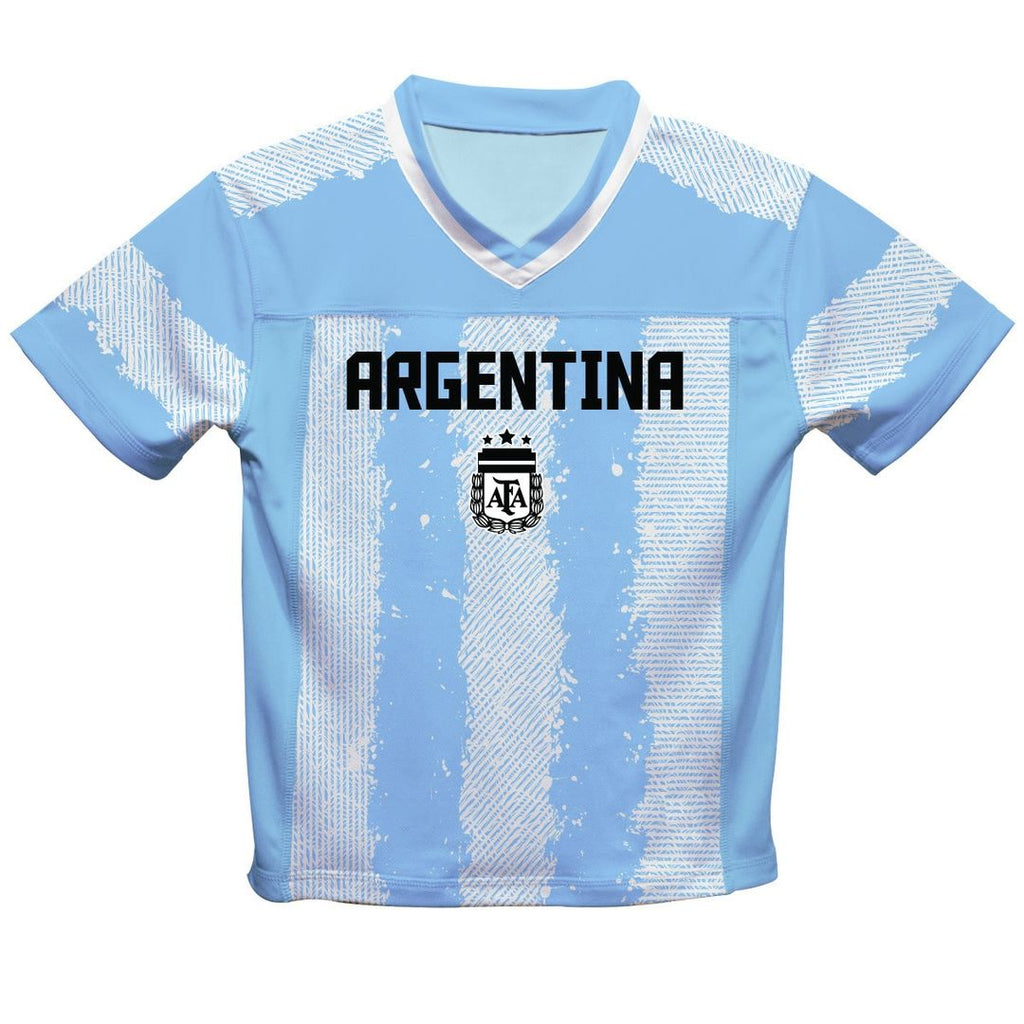 Lionel Messi Argentina National Team Vive La Fete Toddler Painted Stripes Football Jersey - Light Blue