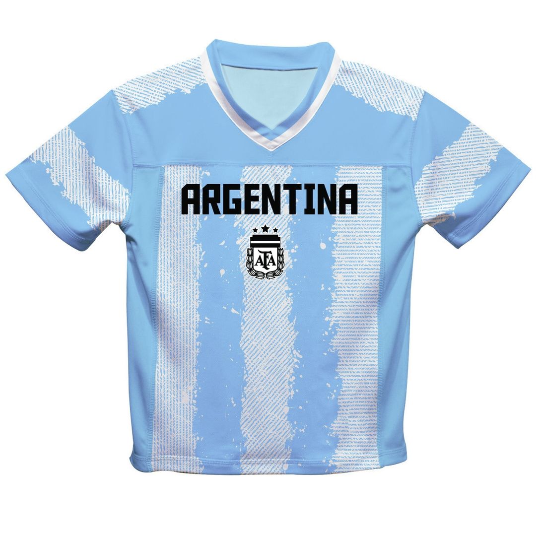 Lionel Messi Argentina National Team Vive La Fete Toddler Painted Stripes Football Jersey - Light Blue