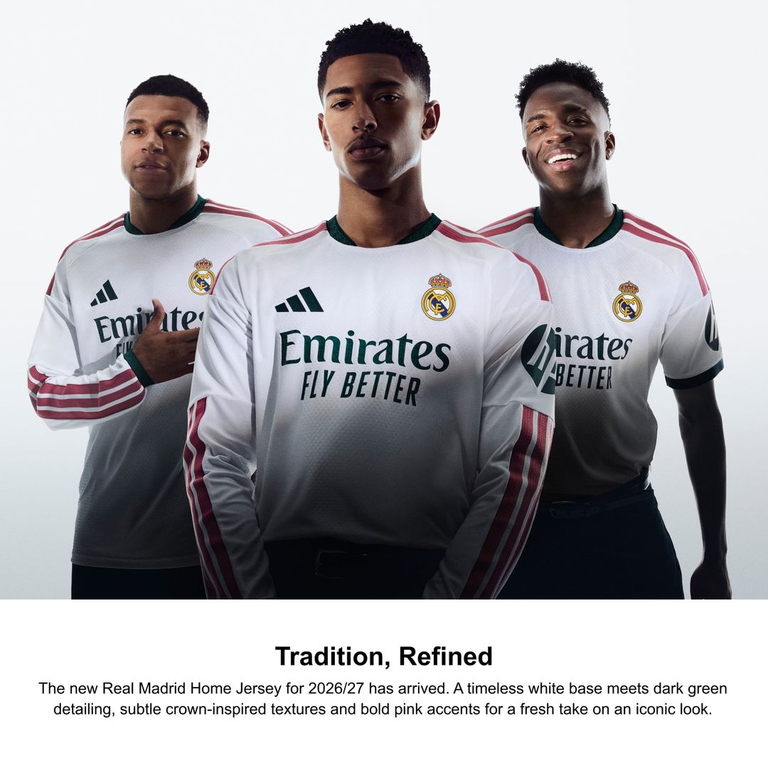 Real Madrid adidas 2026/27 Home On-Field Authentic Patch Long Sleeve Jersey - White