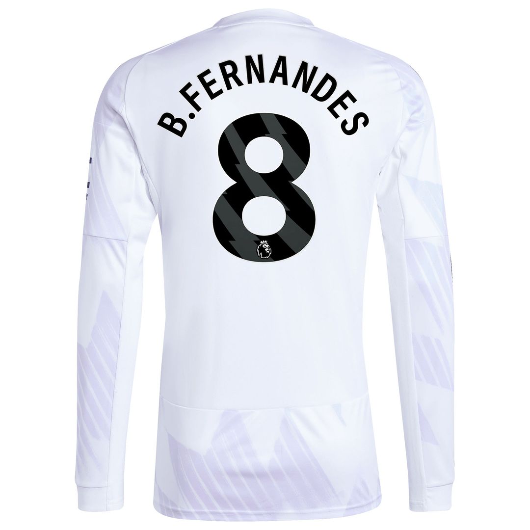 Bruno Fernandes Manchester United adidas 2025/26 Away Replica Long Sleeve Player Jersey - White