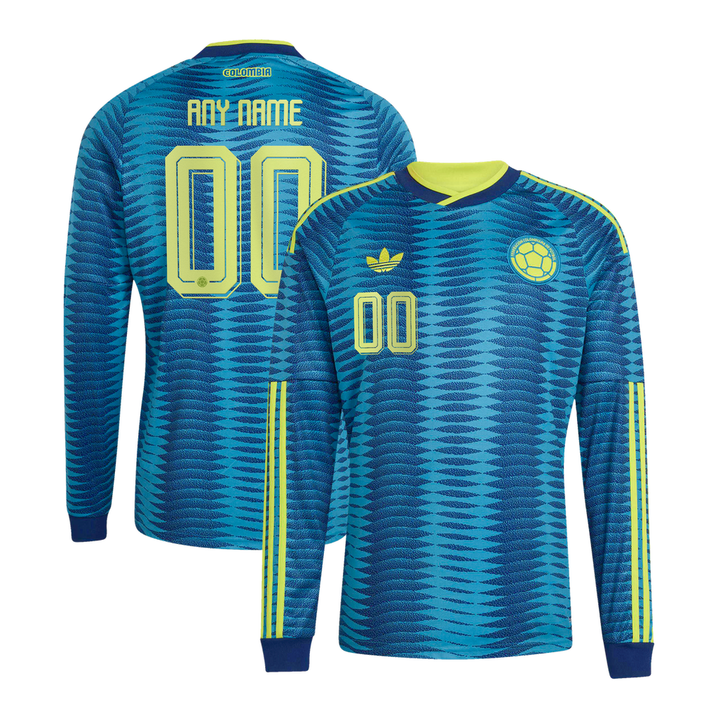 Colombia National Team adidas 2026 Away Replica Long Sleeve Custom Jersey - Turquoise