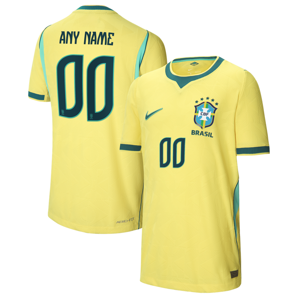 Brazil National Team Nike Youth 2026 Home Match Authentic Custom Jersey - Yellow