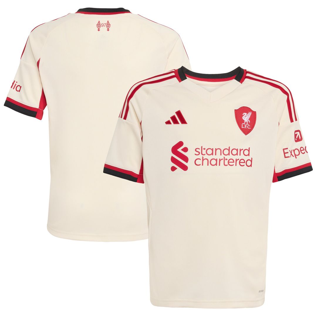 Liverpool adidas Youth 2025/26 Away Replica Jersey - White
