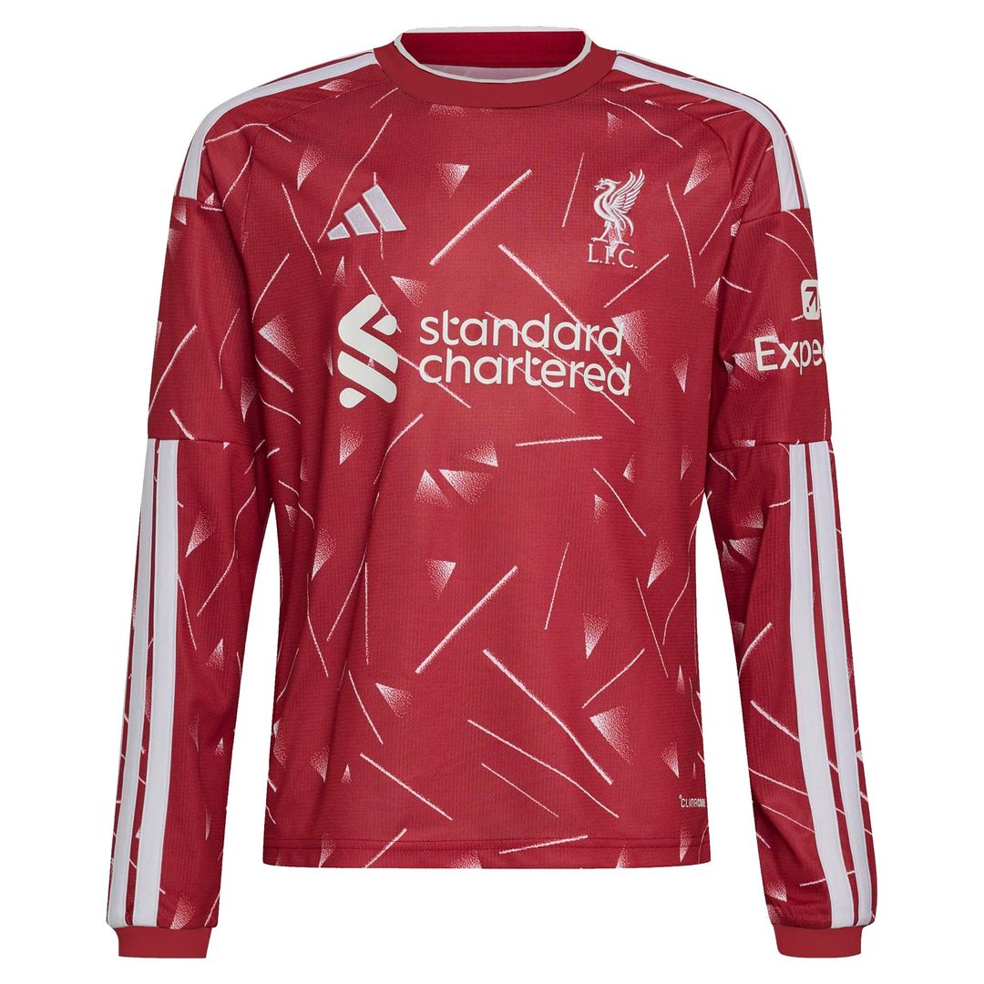 Liverpool adidas Youth 2026/27 Home Replica Long Sleeve Jersey - Red