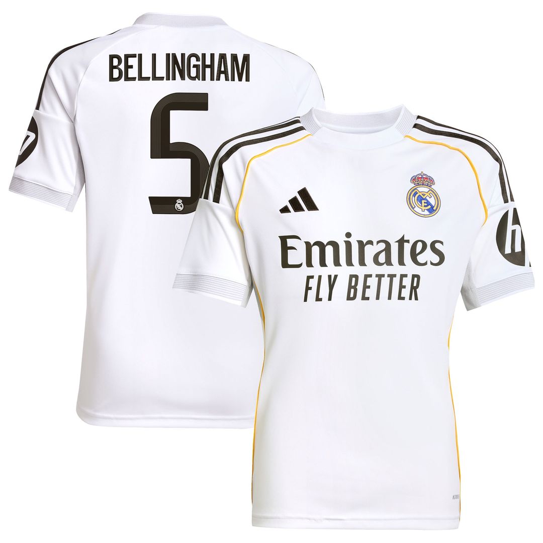 Jude Bellingham Real Madrid adidas Youth 2025/26 Away Replica Player Jersey - Blue