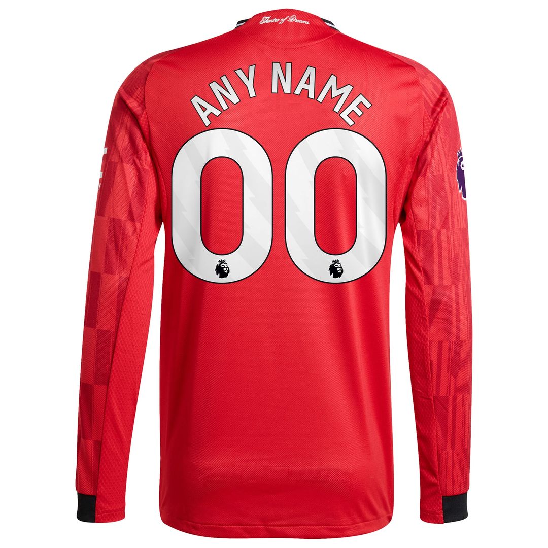 Manchester United adidas 2025/26 Away Authentic Long Sleeve Custom Jersey - White