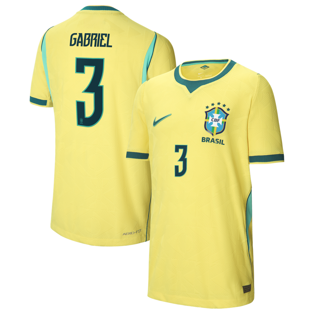 Gabriel Magalhães Brazil National Team Nike Youth 2026 Home Match Authentic Jersey - Yellow