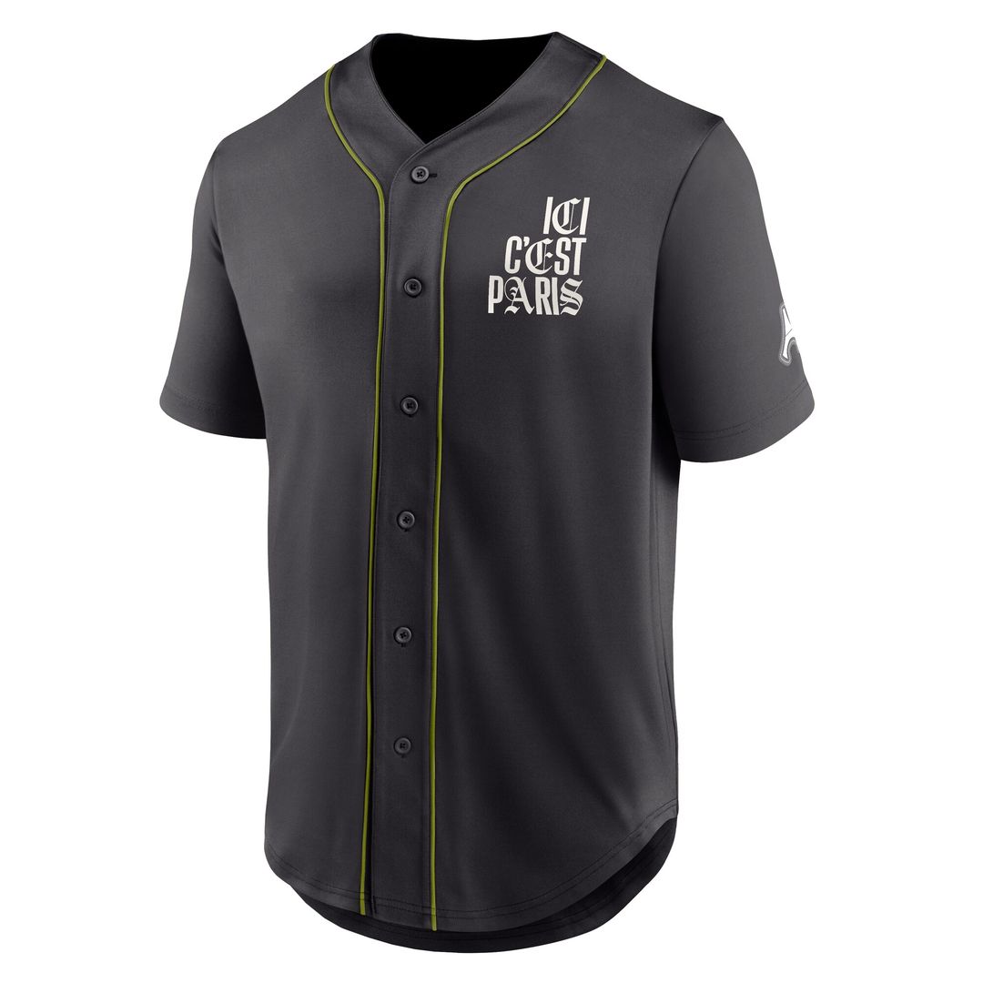 Paris Saint-Germain Fanatics Oversized Baseball Jersey - Charcoal