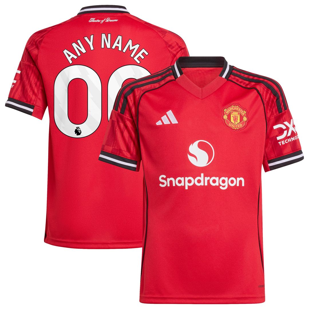 Manchester United adidas Youth 2025/26 Third Replica Custom Jersey - Black