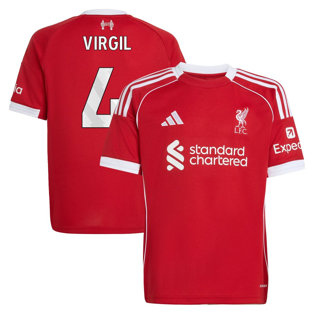 Virgil van Dijk Liverpool adidas Youth 2025/26 Home Replica Jersey - Red