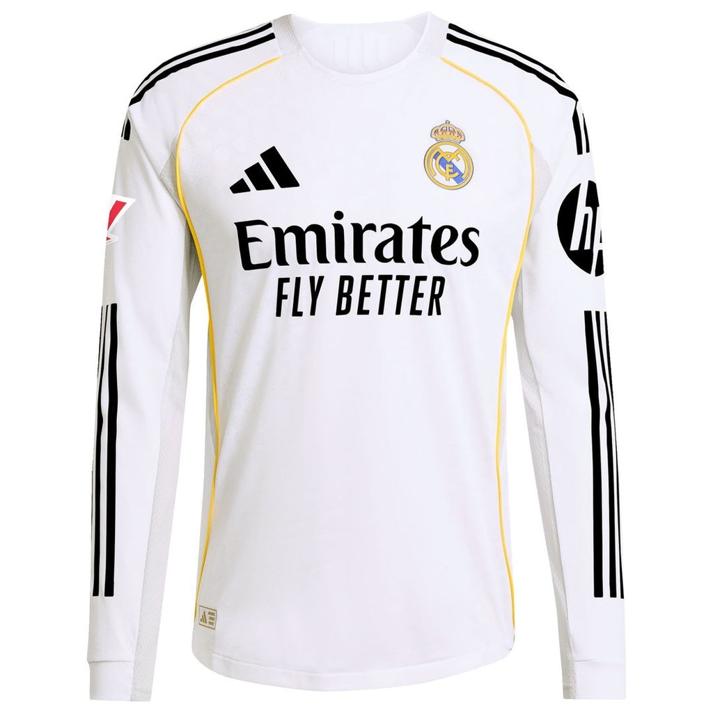 Real Madrid adidas 2025/26 Home Authentic Long Sleeve Custom Jersey - White