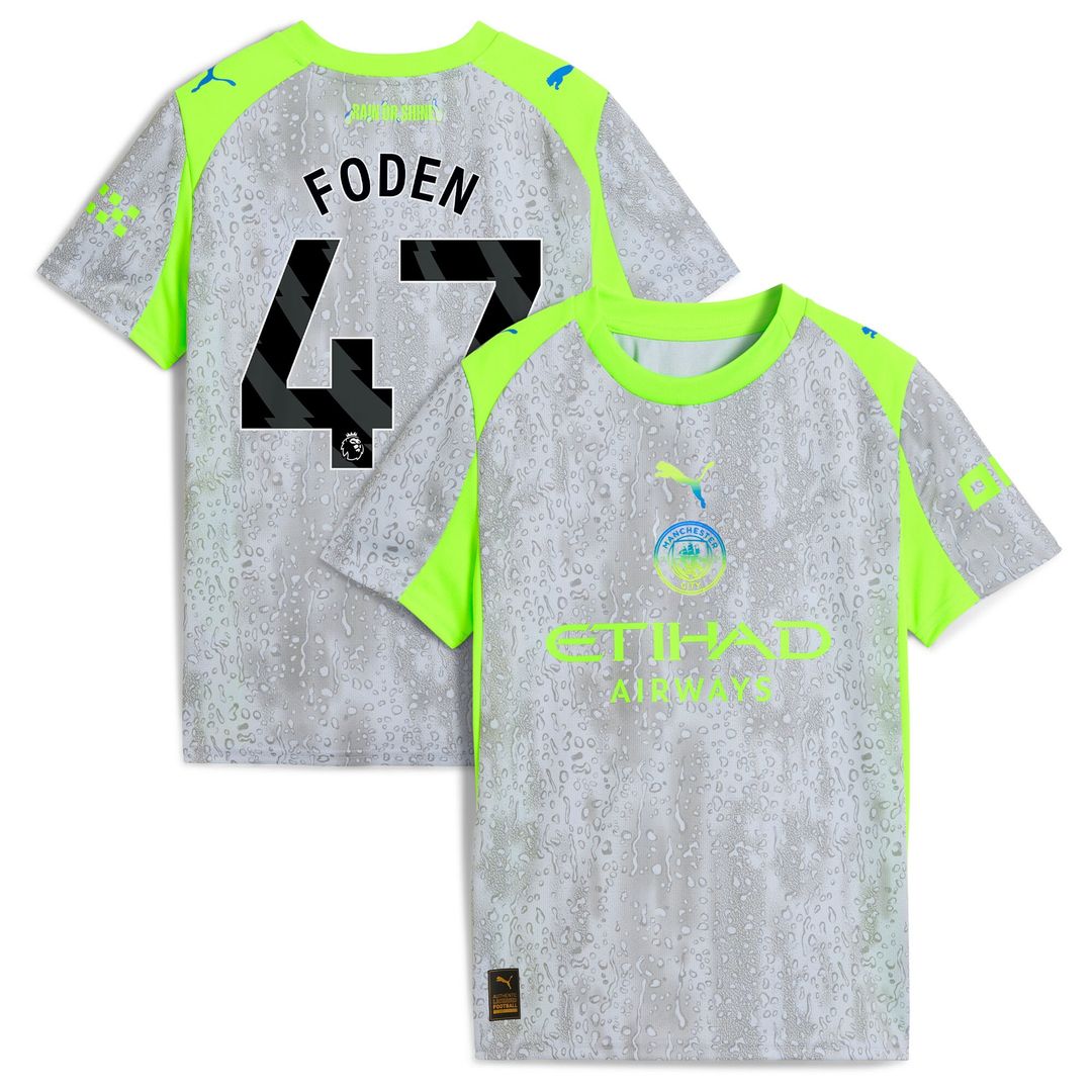 Manchester City Puma Youth 2025/26 Third Replica Jersey - Green/Neon Green