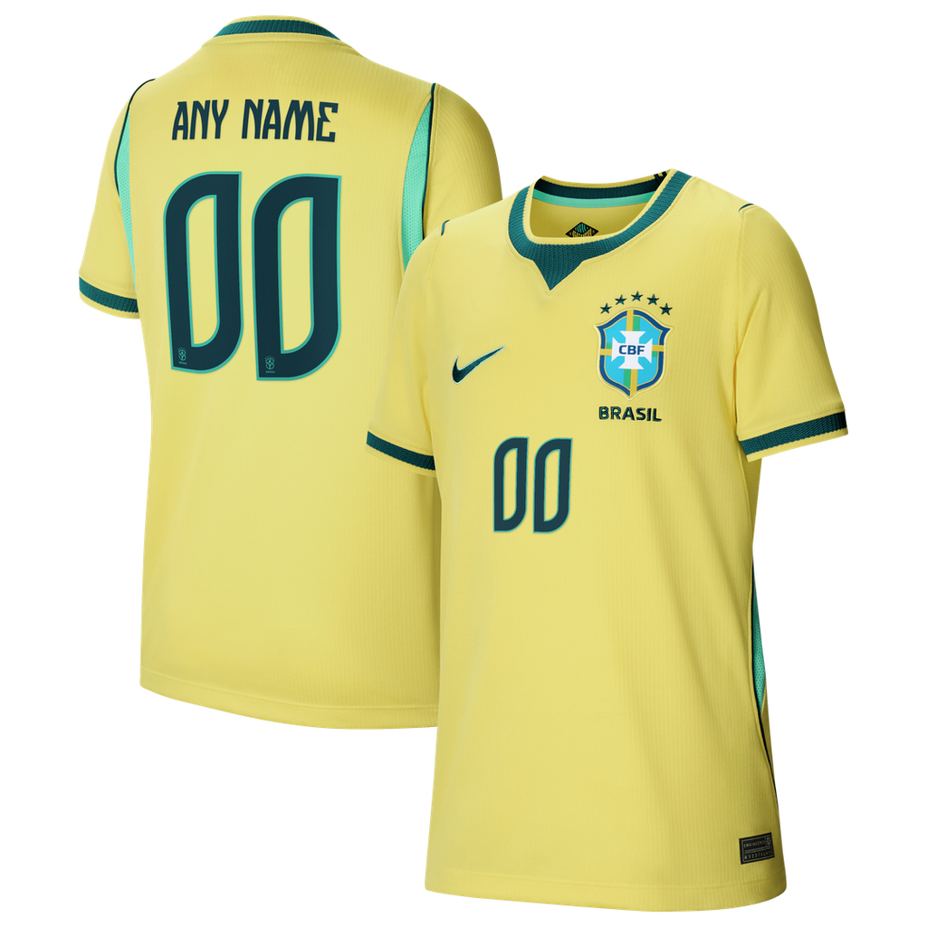 Brazil National Team Nike Youth 2026 Home Stadium Replica Custom Jersey - Yellow