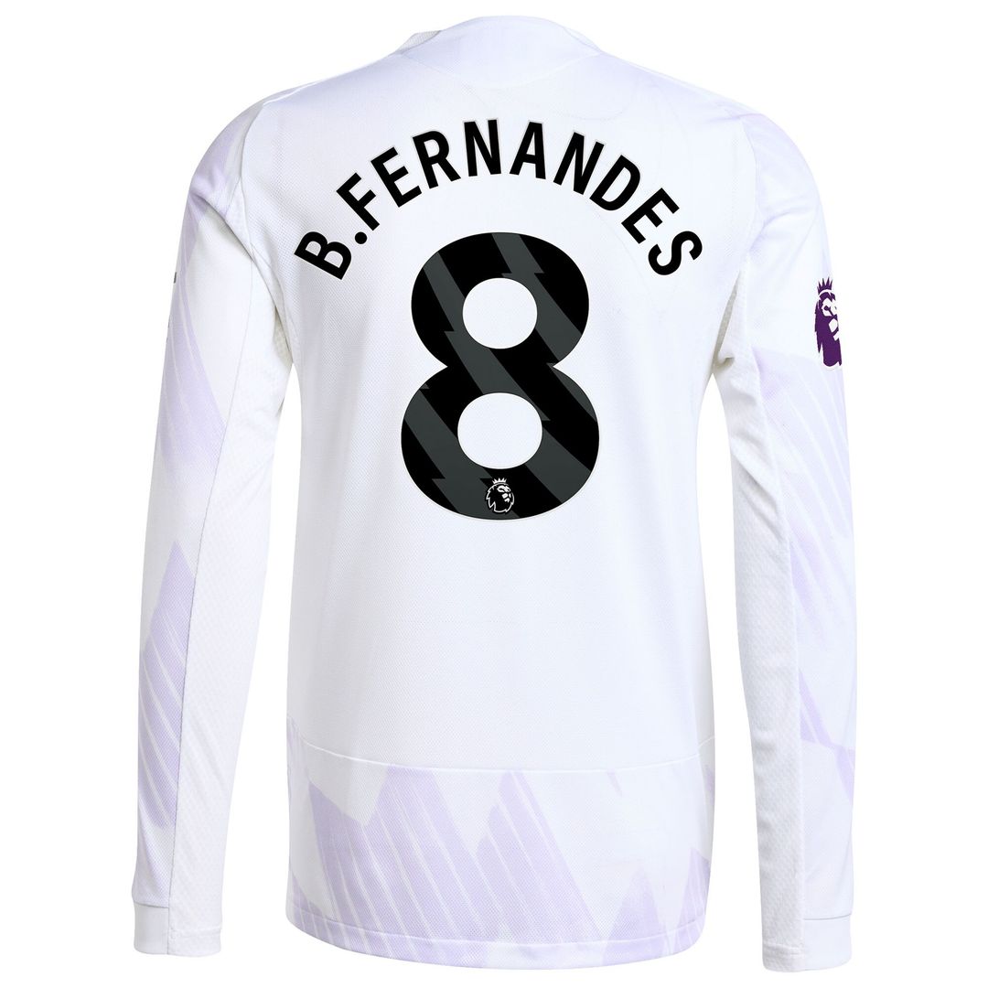 Bruno Fernandes Manchester United adidas 2025/26 Away Authentic Long Sleeve Player Jersey - White