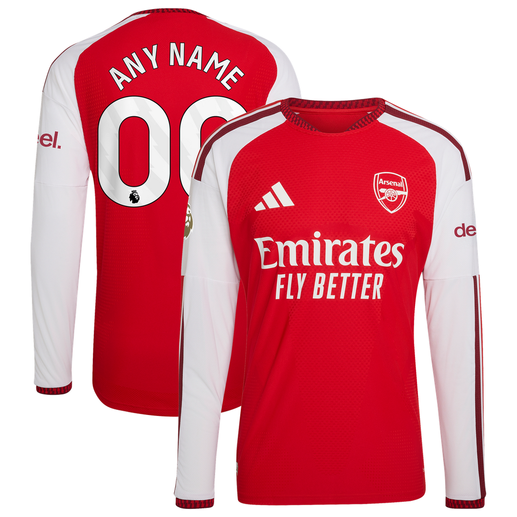 Arsenal adidas 2026/27 Home Authentic Custom Long Sleeve Jersey - Red