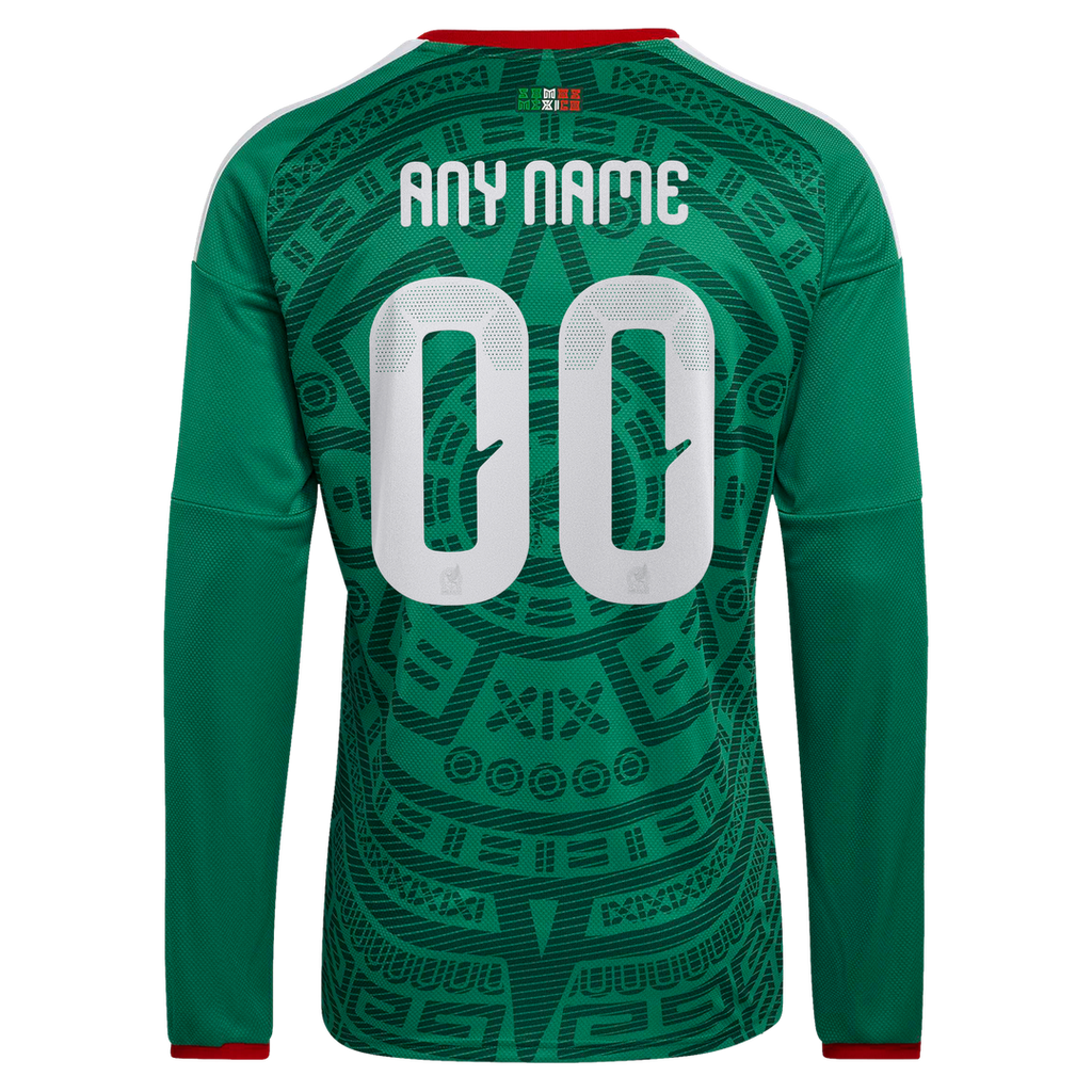 Mexico National Team adidas 2026 Home Replica Long Sleeve Custom Jersey - Green