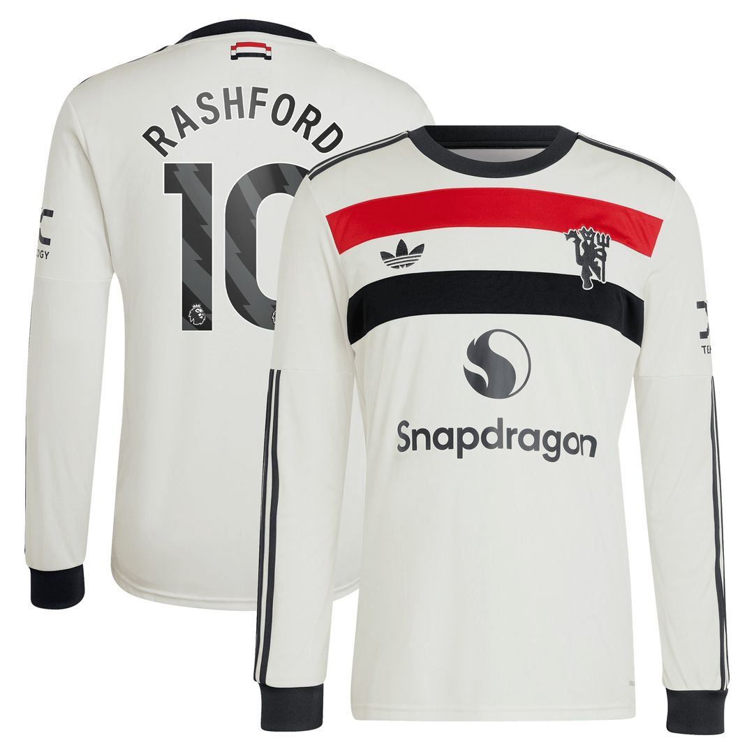 Marcus Rashford Manchester United adidas Originals  2024/25 Third Replica Long Sleeve Jersey - Cream