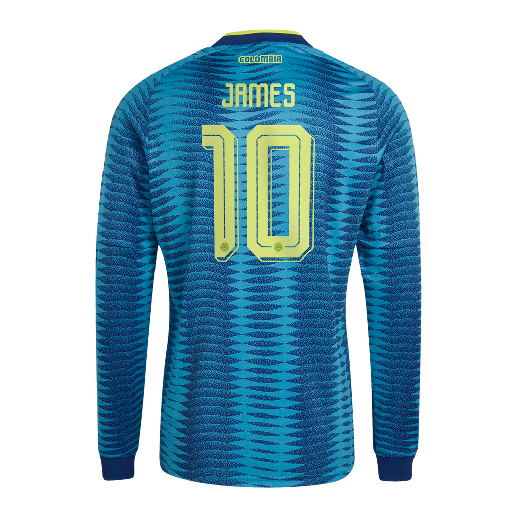 James Rodríguez Colombia National Team adidas 2026 Away Replica Long Sleeve Jersey - Turquoise