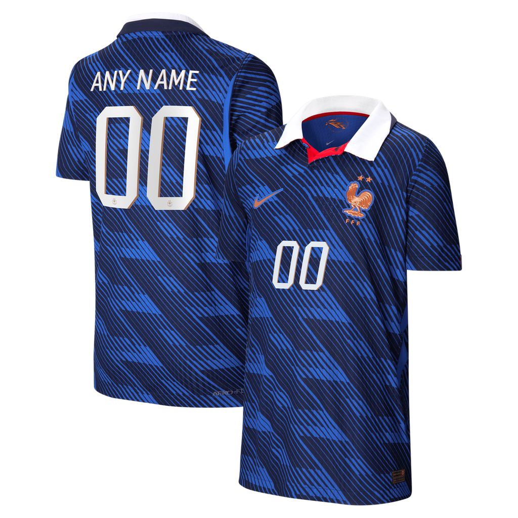 France National Team Nike Youth 2026 Home Match Authentic Custom Jersey - Blue