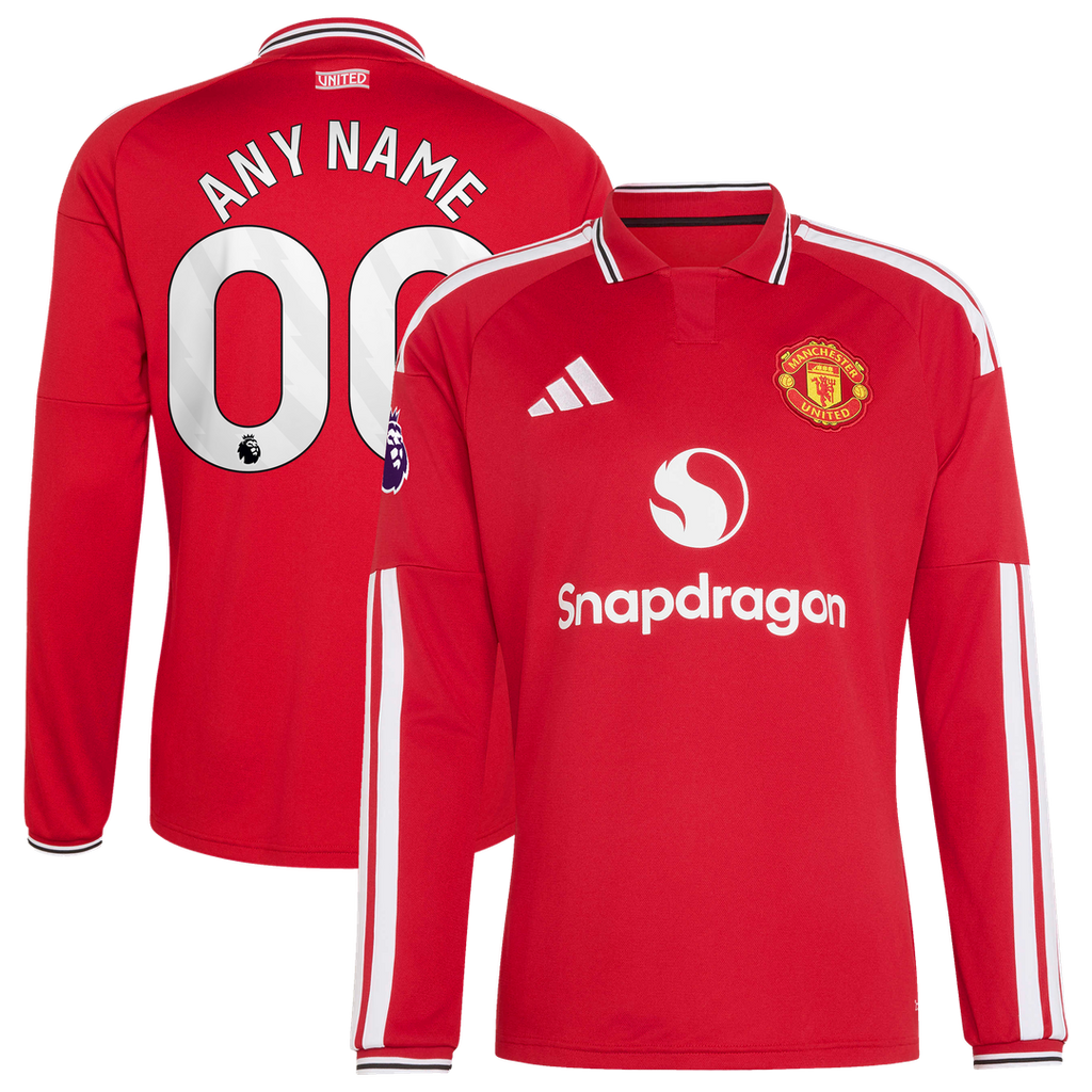 Manchester United adidas 2026/27 Home Authentic Long Sleeve Custom Jersey - Red