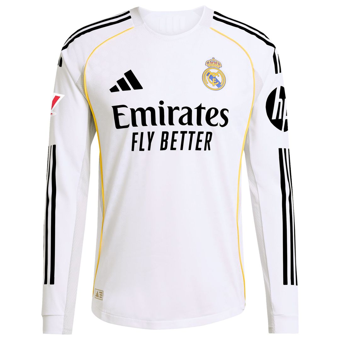Jude Bellingham Real Madrid adidas 2025/26 Home Authentic Long Sleeve Jersey - White