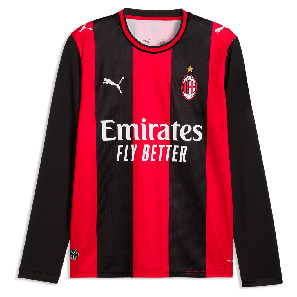 Rafael Leão AC Milan Puma 2026/27 Home Replica Long Sleeve Jersey - Black/Red