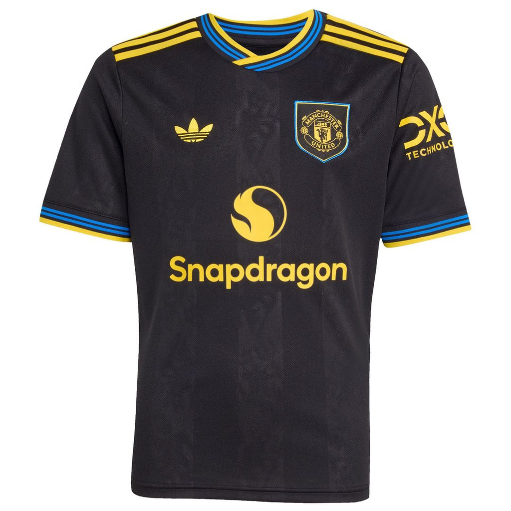 Manchester United adidas Youth 2025/26 Third Replica Custom Jersey - Black