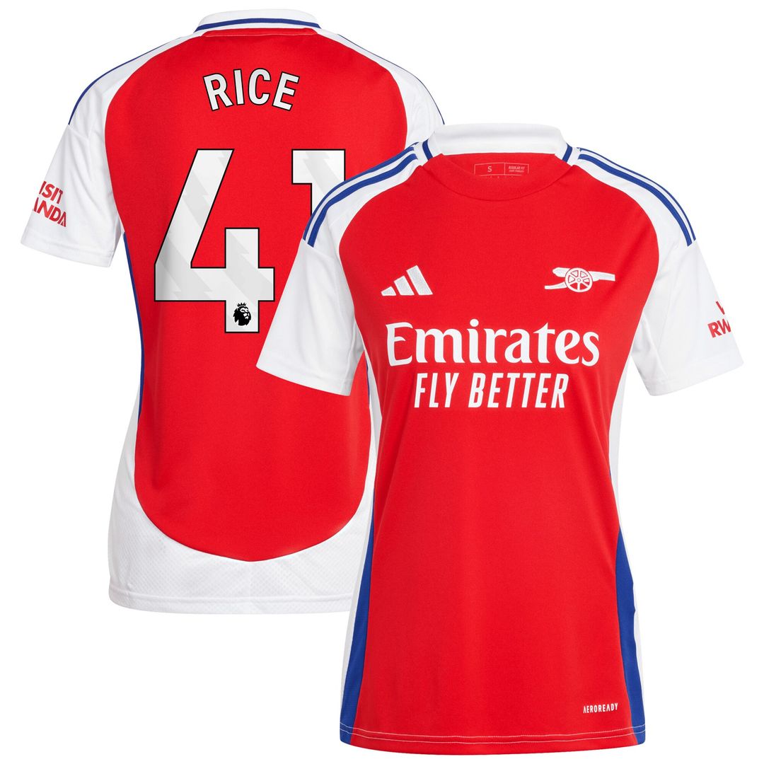 Declan Rice Arsenal adidas Women's 2024/25 Home Replica Player Jersey – Red