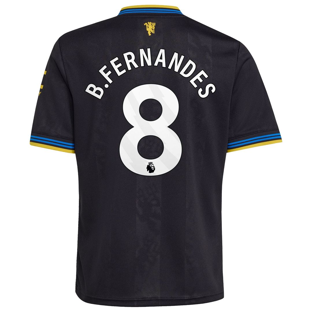 Bruno Fernandes Manchester United adidas Youth 2025/26 Third Replica Player Jersey - Black
